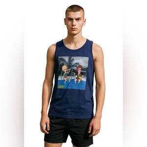MTV BEAVIS & BUTT-HEAD GRAPHIC MUSCLE TANK TOP Size M Blue